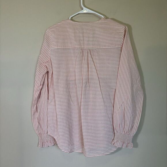 Sundance Julia Top Size‎ S Gingham Shirt Smocked Peplum Blouse Boho Peach Pink - Picture 4 of 9